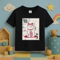 Japanese Kawaii Lucky Cat Stamp Art Toddler T-Shirt thumb 3