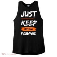 Just Keep Moving Forward Motivational Quote Ladies PosiCharge Tri-Blend Wicking Tank thumb 0