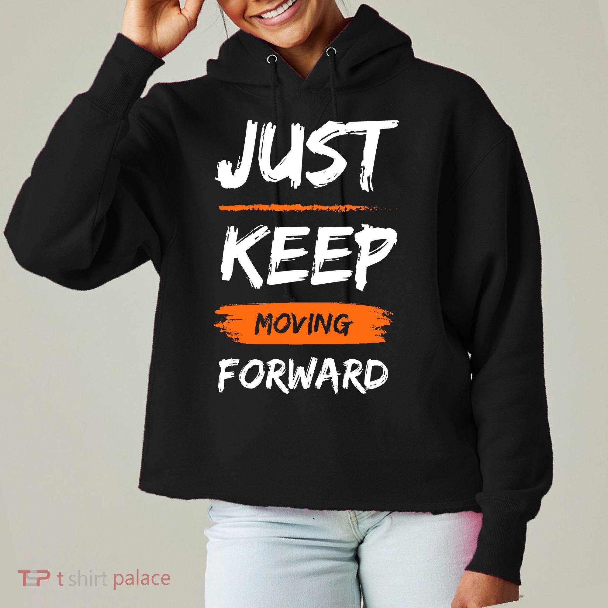 Just Keep Moving Forward Motivational Quote Ladies Heavyweight Boxy Pullover Hoodie