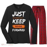 Just Keep Moving Forward Motivational Quote Women's Long Sleeve Flannel Pajama Set  thumb 0