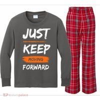 Just Keep Moving Forward Motivational Quote Kids Long Sleeve Plaid Pajama Set thumb 0