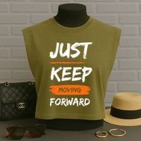 Just Keep Moving Forward Motivational Quote Garment-Dyed Women's Muscle Tee thumb 3