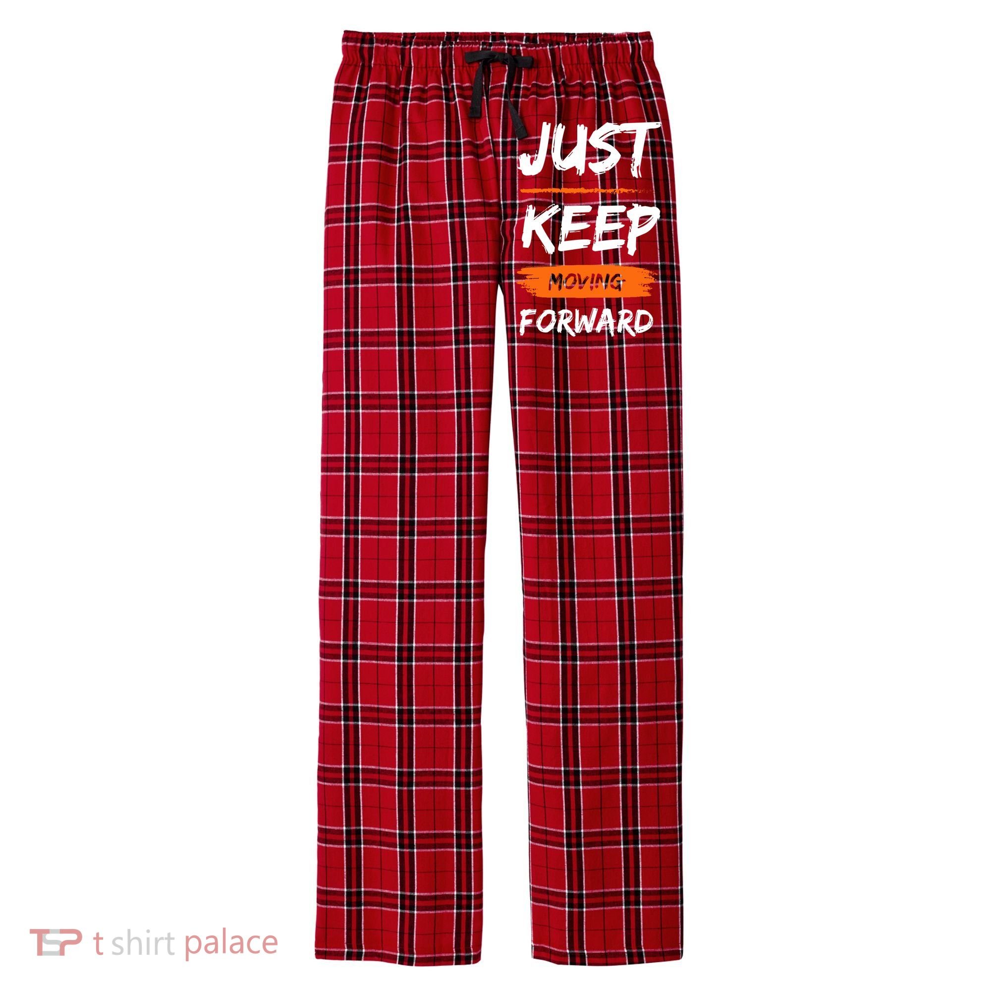 Just Keep Moving Forward Motivational Quote Men's Flannel Plaid Pajama Pants