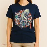 Japanese Kracken Octopus Monster T-Shirt thumb 4