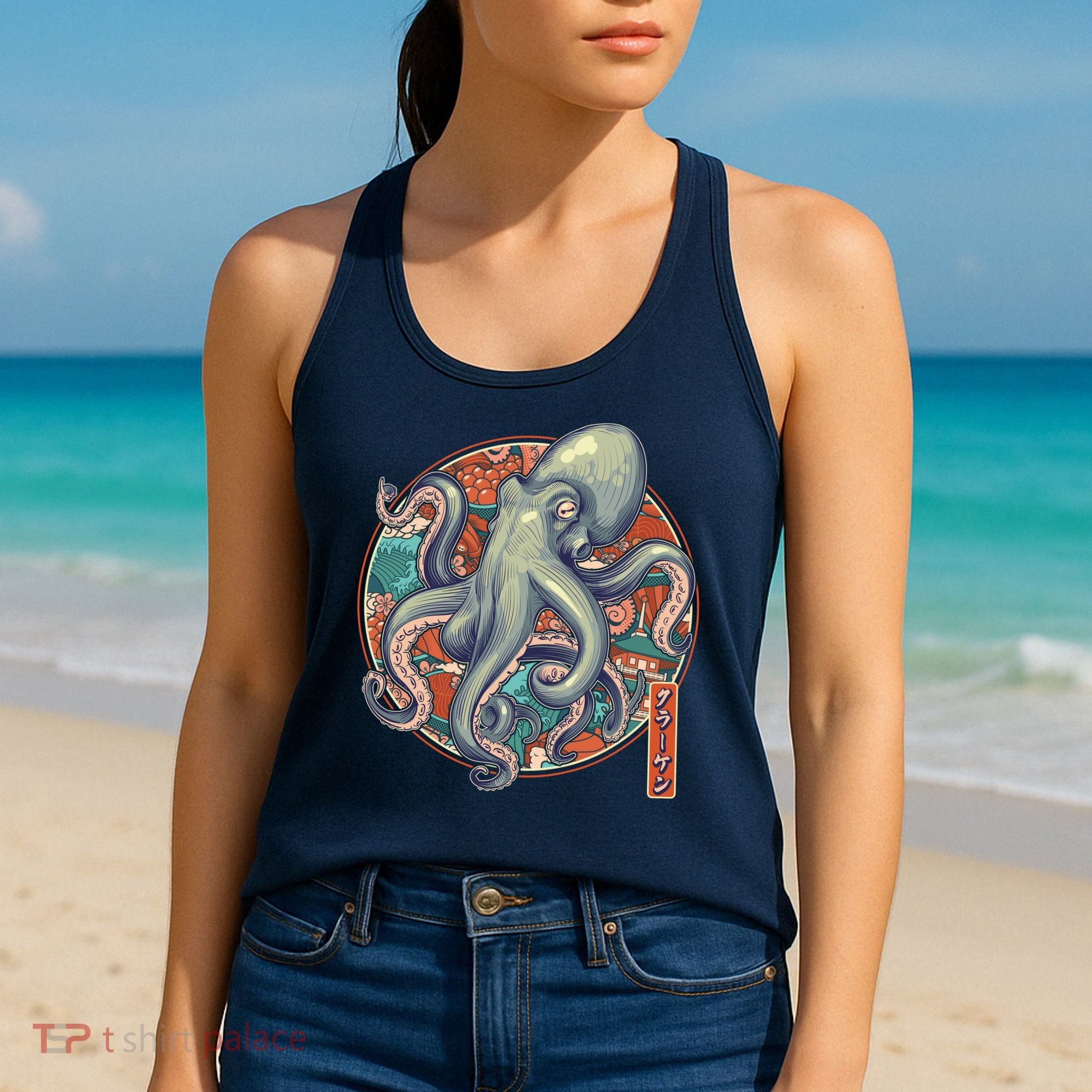 Japanese Kracken Octopus Monster Women's Tank Top