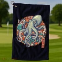 Japanese Kracken Octopus Monster Golf Towel thumb 1