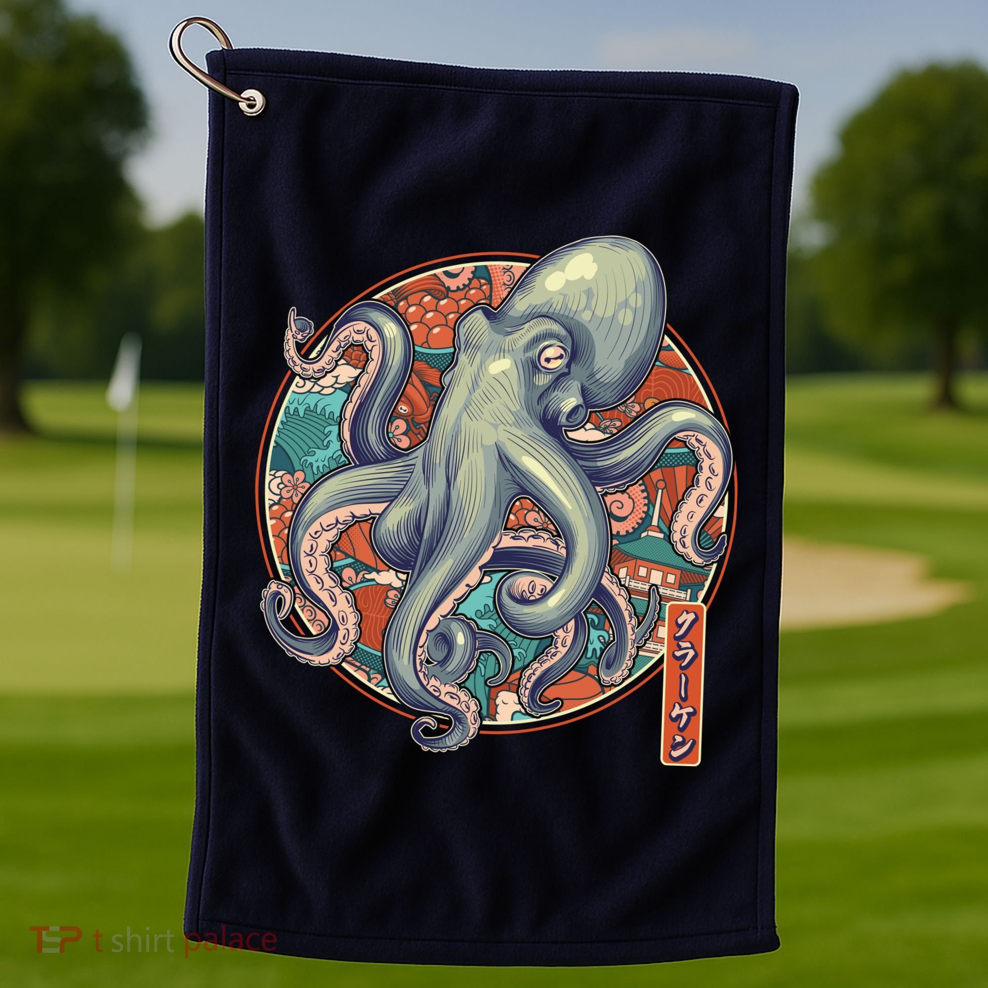 Japanese Kracken Octopus Monster Golf Towel