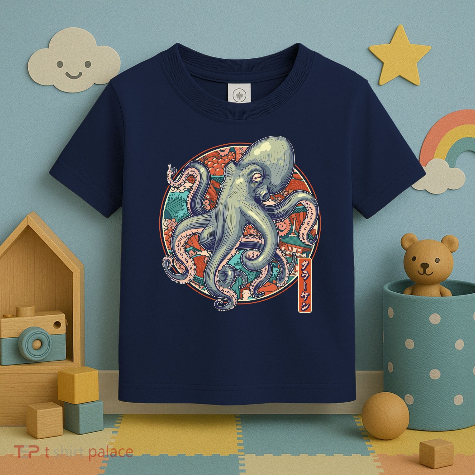 Japanese Kracken Octopus Monster Toddler T-Shirt