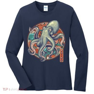 Japanese Kracken Octopus Monster Women's Long Sleeve Shirt