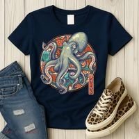 Japanese Kracken Octopus Monster Women's T-Shirt thumb 3