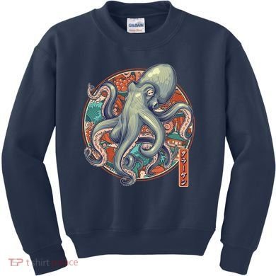 Japanese Kracken Octopus Monster Kids Sweatshirt
