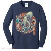 Japanese Kracken Octopus Monster Kids Long Sleeve Shirt thumb 0