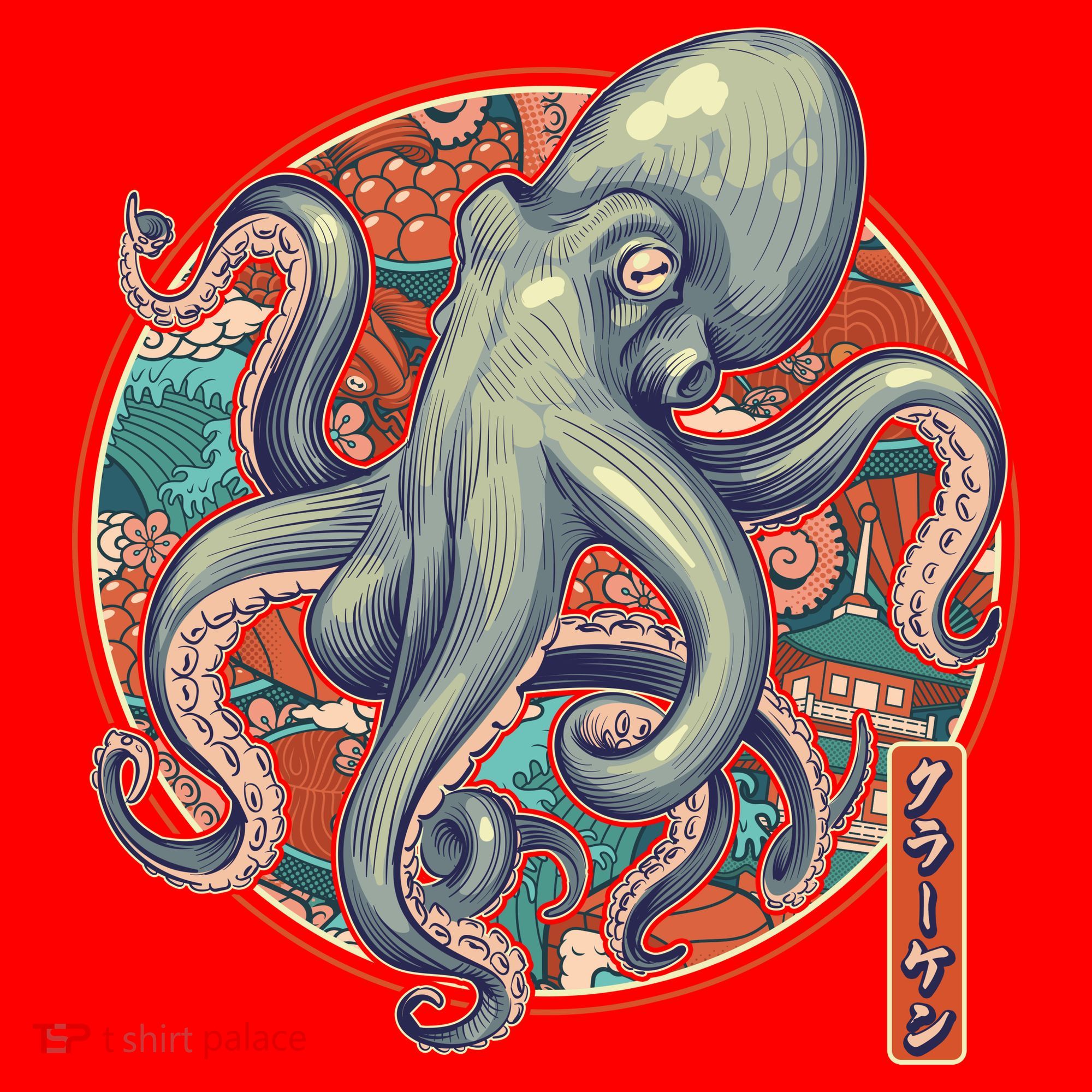 Japanese Kracken Octopus Monster Santa Hat