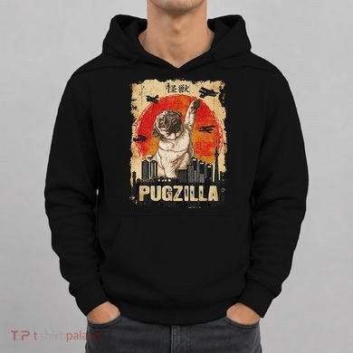 Japanese Kaiju Retro Vintage Funny Pugzilla Pug Hoodie