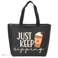 Just Keep Sipping Pumpkin Spice Coffee Lover Tote Bag thumb 0