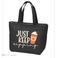 Just Keep Sipping Pumpkin Spice Coffee Lover Tote Bag thumb 3
