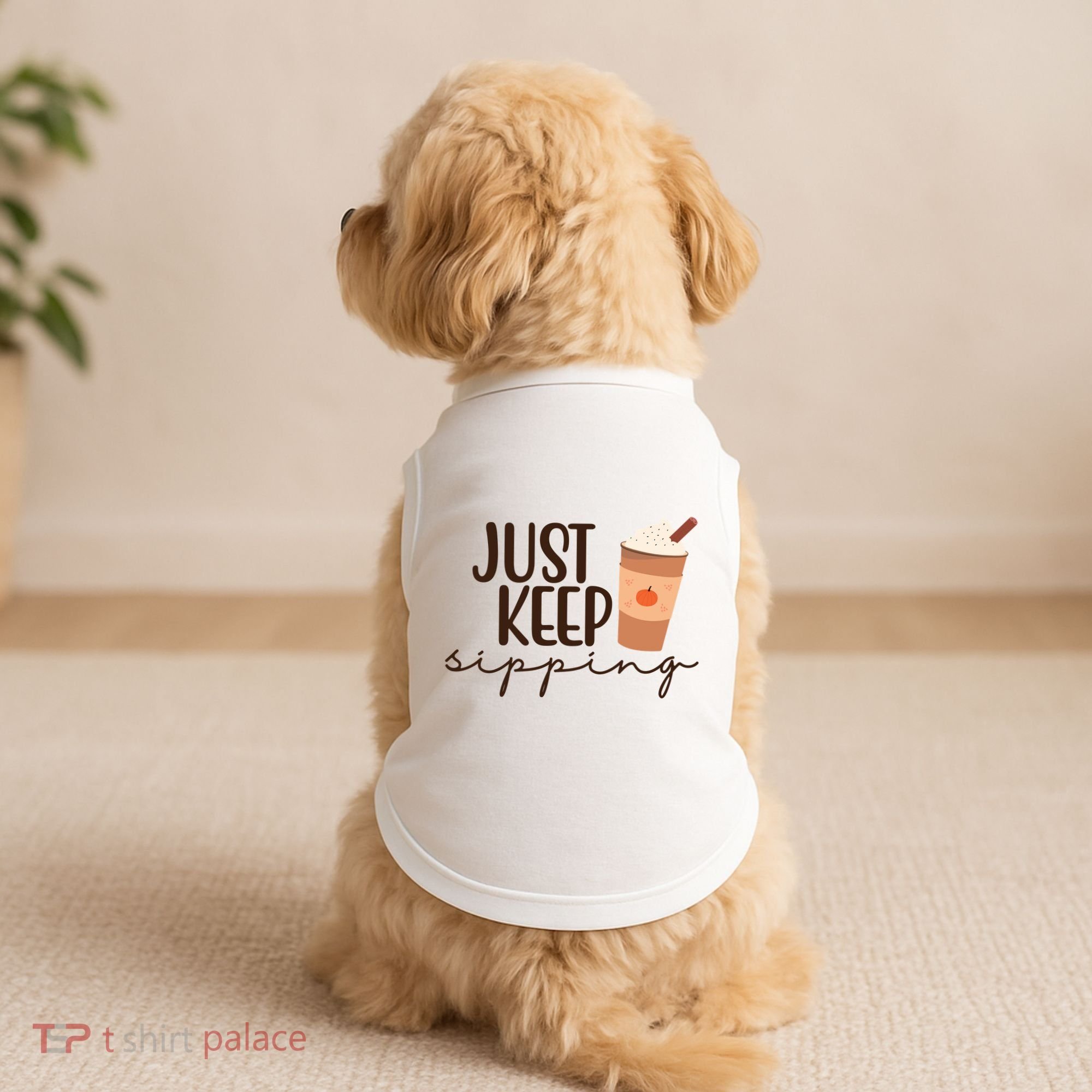 Just Keep Sipping Pumpkin Spice Coffee Lover Doggie Tank