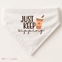 Just Keep Sipping Pumpkin Spice Coffee Lover USA-Made Doggie Bandana thumb 0
