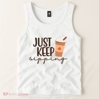 Just Keep Sipping Pumpkin Spice Coffee Lover Tank Top thumb 2