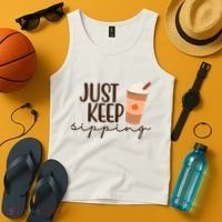 Just Keep Sipping Pumpkin Spice Coffee Lover Tank Top thumb 4