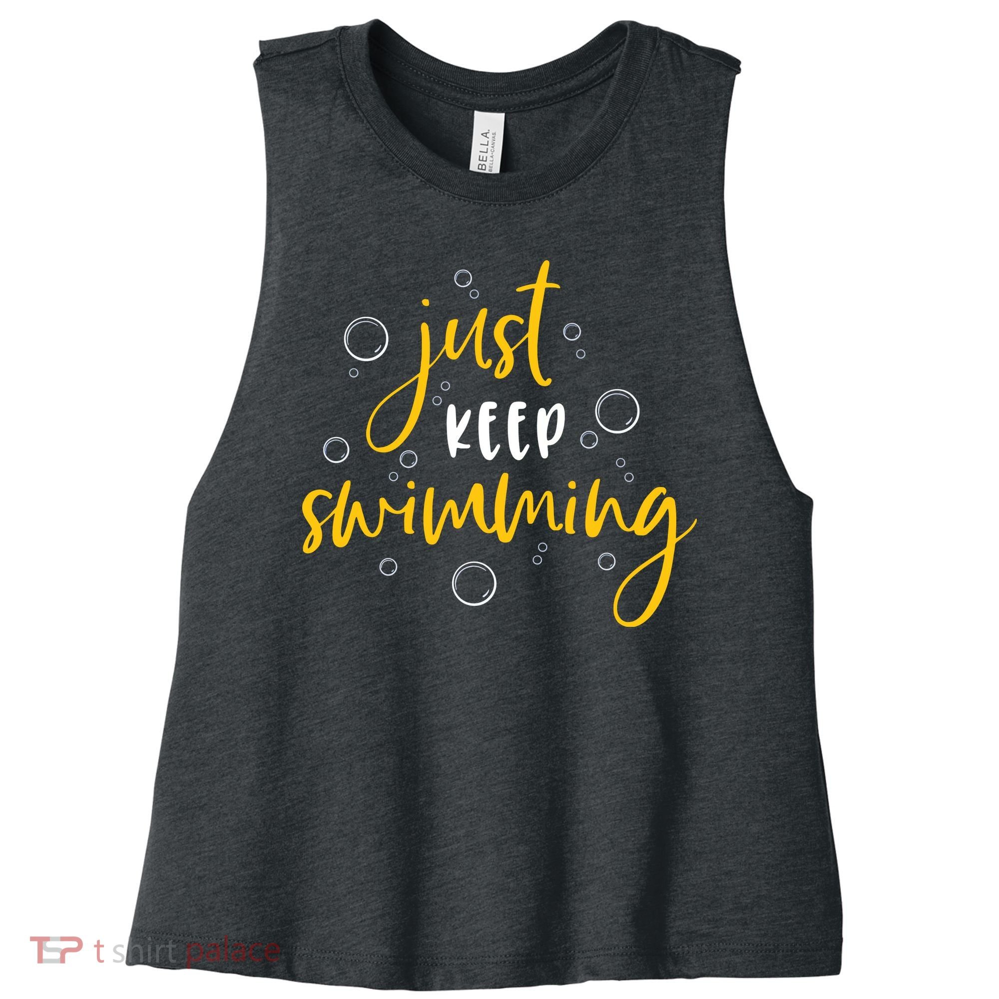 Just Keep Swimming Women's Racerback Cropped Tank