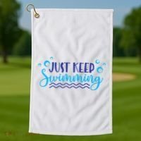 Just Keep Swimming I Love Swim Golf Towel thumb 1