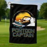 Just Like A Regular Captain Only Cooler Pontoon Captain Golf Towel thumb 1