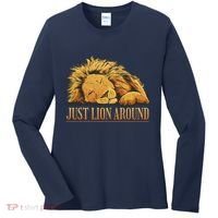 Just Lion Around Lazy Cute Women's Long Sleeve Shirt thumb 0