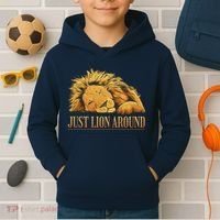 Just Lion Around Lazy Cute Kids Hoodie thumb 2