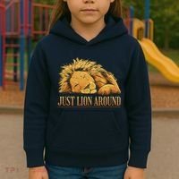 Just Lion Around Lazy Cute Kids Hoodie thumb 3
