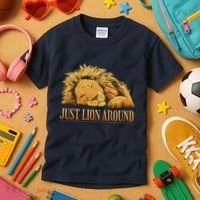 Just Lion Around Lazy Cute Kids T-Shirt thumb 3