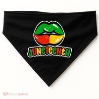 Juneteenth Lips Black History Month USA-Made Doggie Bandana thumb 0