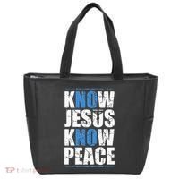Jesus Love Bible Know Jesus Know Peace No Jesus No Peace Tote Bag thumb 0