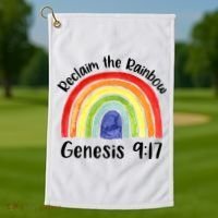 Jesus Lover Christian Reclaim The Rainbow Golf Towel thumb 1