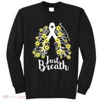 JustBreathe Lung Cancer Awareness Support Ribbon Costume Sweatshirt thumb 0