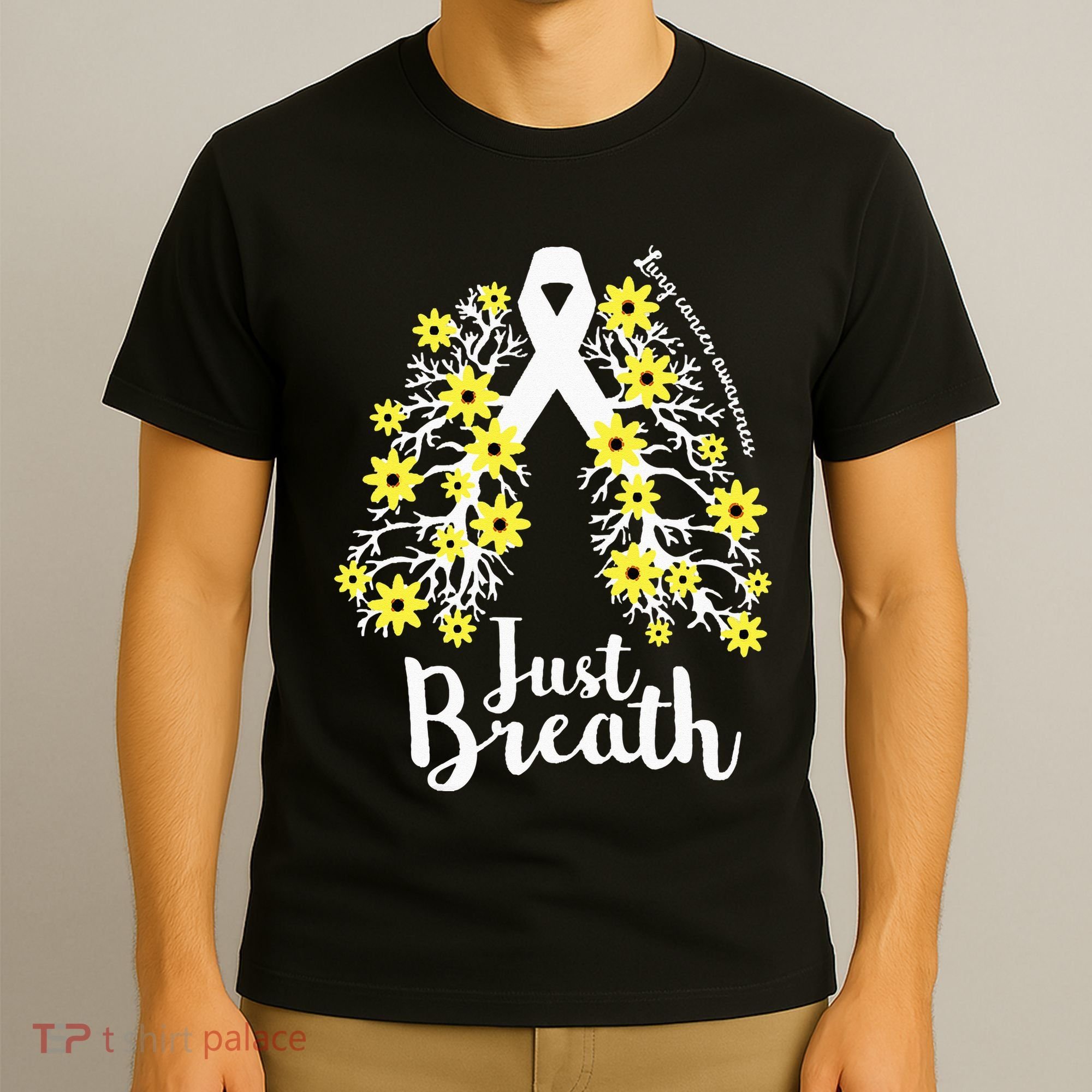 JustBreathe Lung Cancer Awareness Support Ribbon Costume T-Shirt