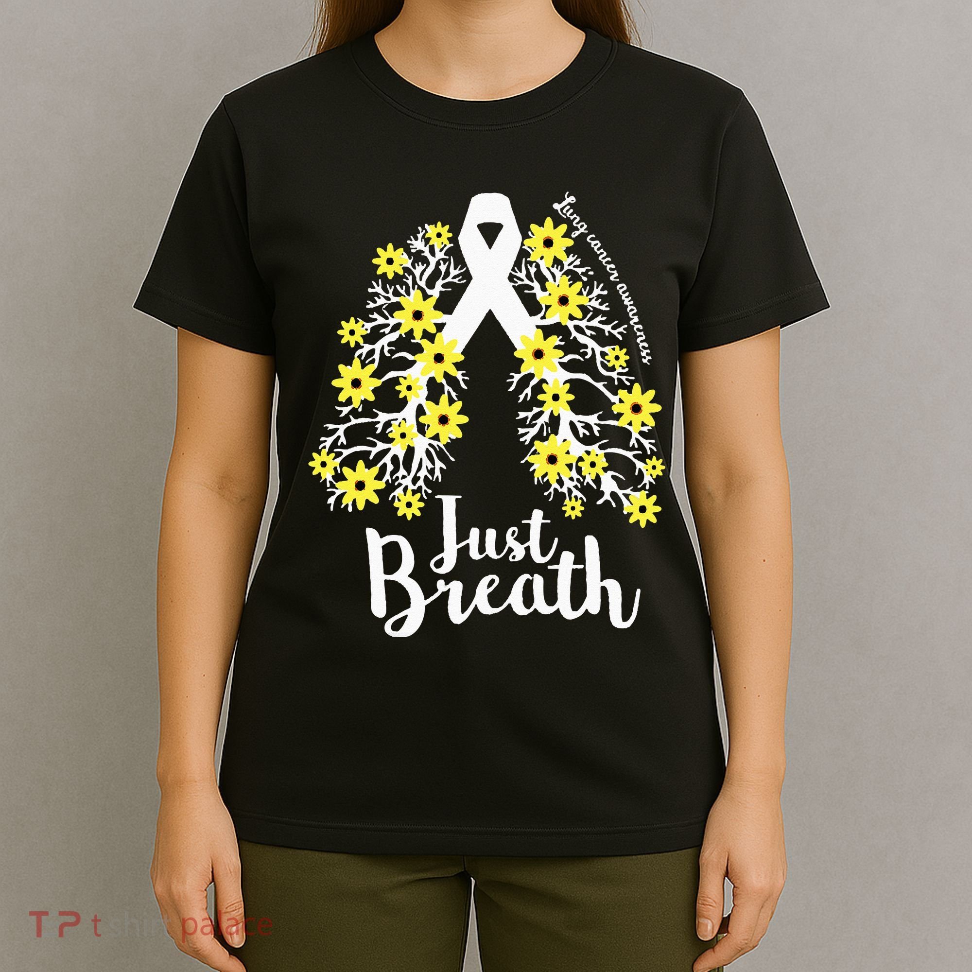 JustBreathe Lung Cancer Awareness Support Ribbon Costume T-Shirt