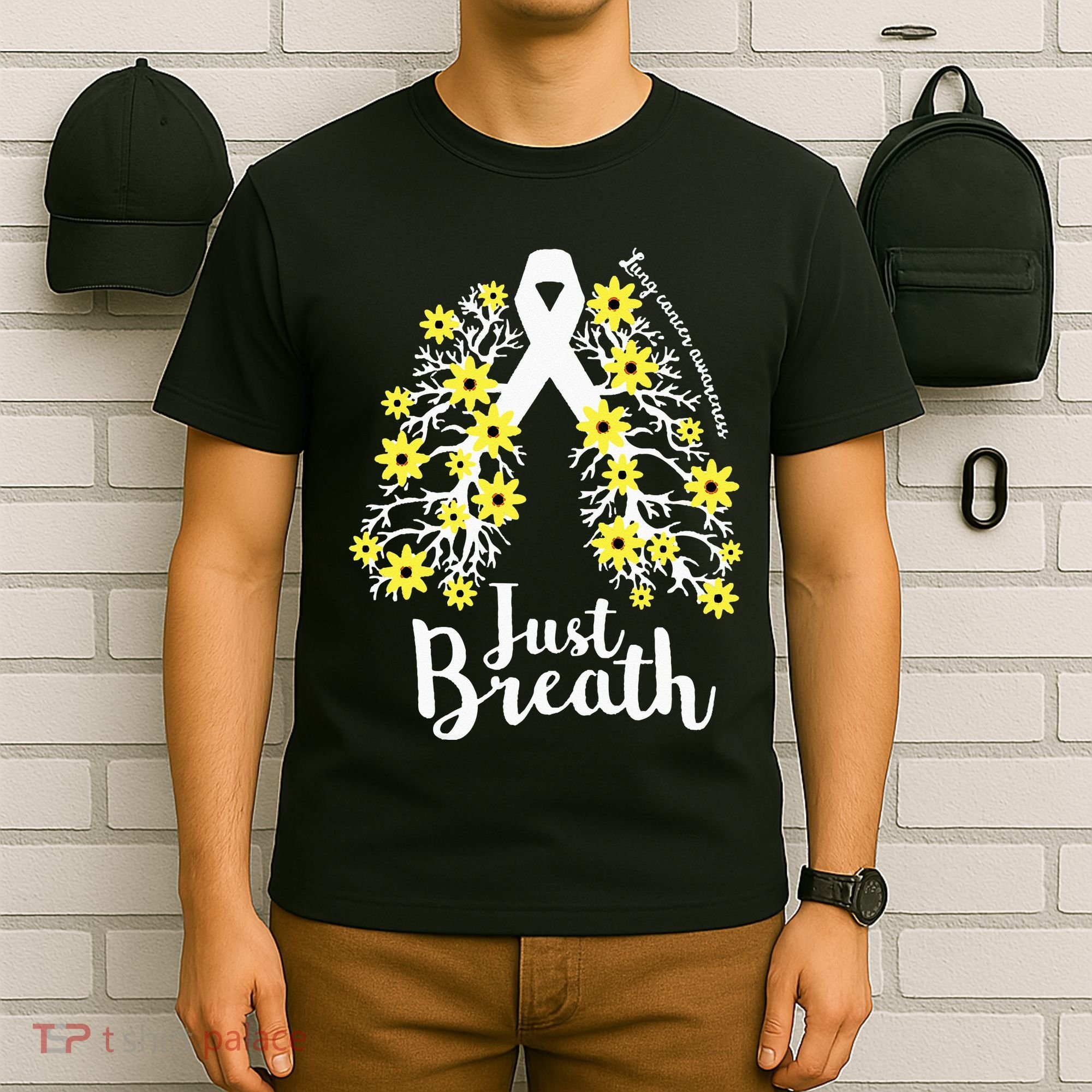 JustBreathe Lung Cancer Awareness Support Ribbon Costume T-Shirt