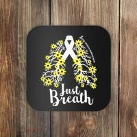JustBreathe Lung Cancer Awareness Support Ribbon Costume Coaster thumb 0