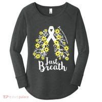 JustBreathe Lung Cancer Awareness Support Ribbon Costume Women's Perfect Tri Tunic Long Sleeve Shirt thumb 0