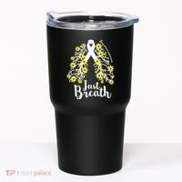 JustBreathe Lung Cancer Awareness Support Ribbon Costume Tumbler thumb 0