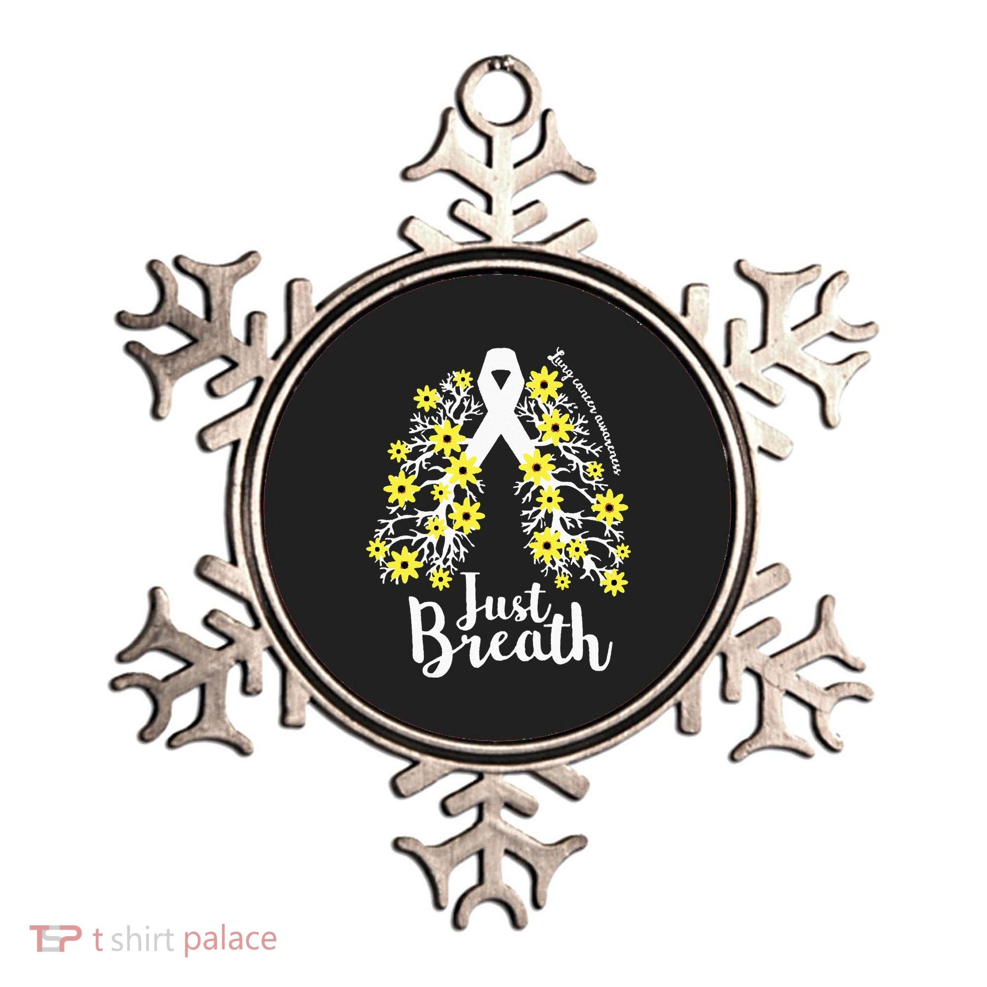 JustBreathe Lung Cancer Awareness Support Ribbon Costume Ornament