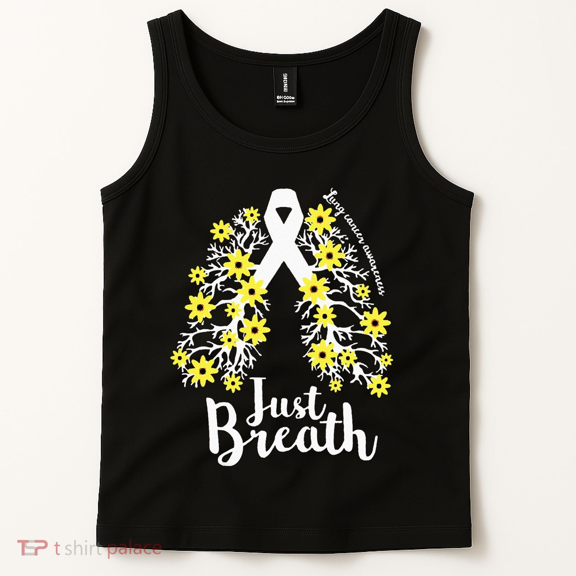 JustBreathe Lung Cancer Awareness Support Ribbon Costume Tank Top