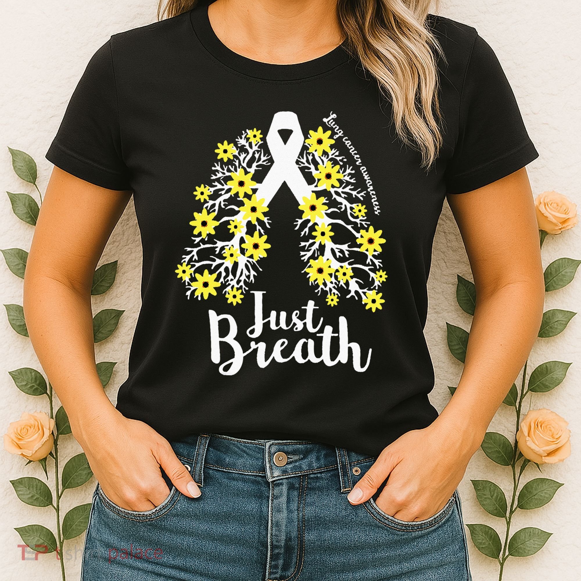 JustBreathe Lung Cancer Awareness Support Ribbon Costume Women's T-Shirt