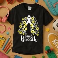 JustBreathe Lung Cancer Awareness Support Ribbon Costume Kids T-Shirt thumb 3