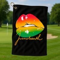 Juneteenth Lips Celebration Golf Towel thumb 1