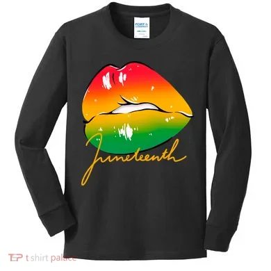 Juneteenth Lips Celebration Kids Long Sleeve Shirt
