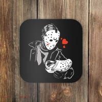 JASON LOVES CROCS FUNNY HALLOWEEN LOVES Coaster thumb 0