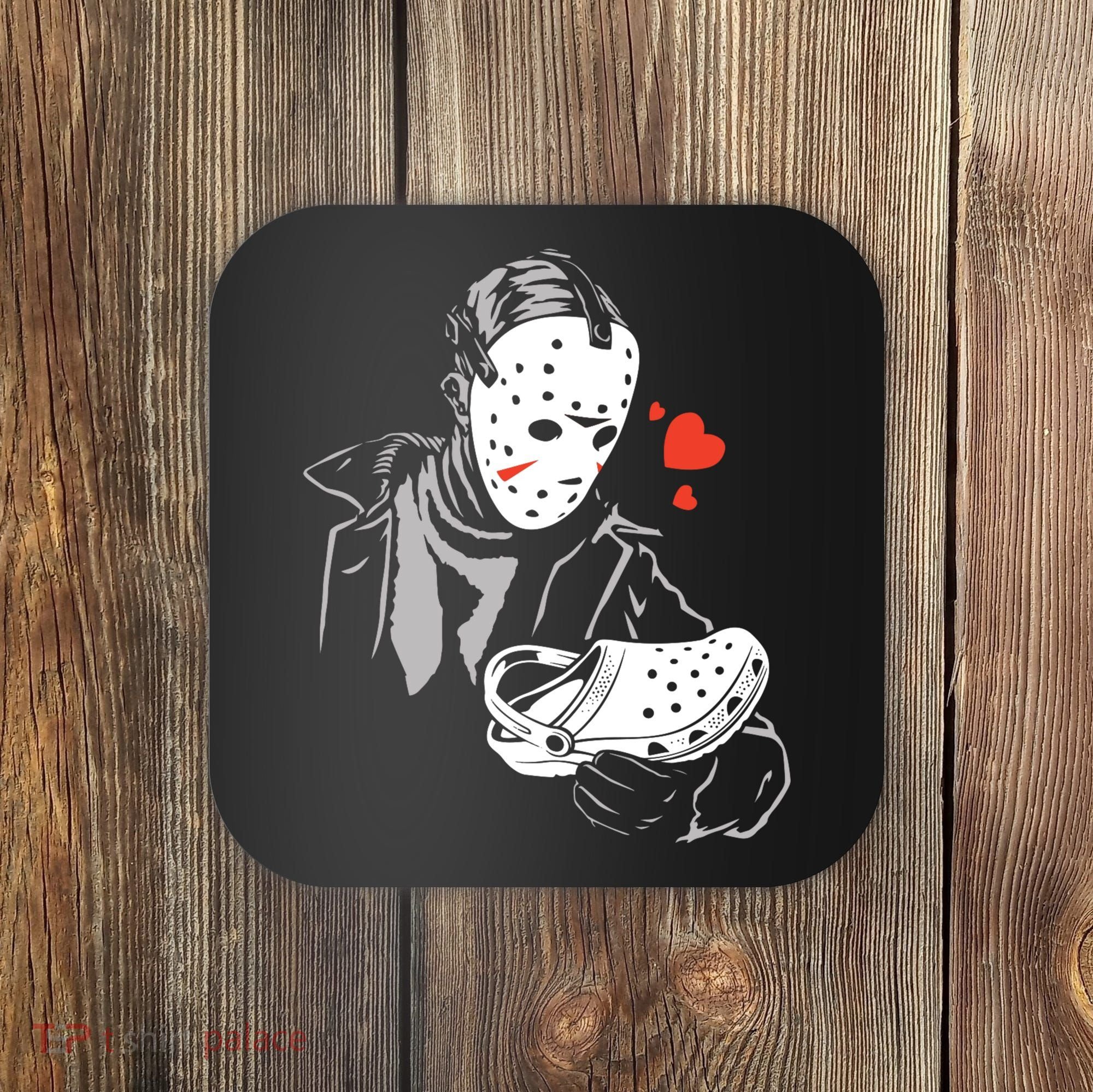 JASON LOVES CROCS FUNNY HALLOWEEN LOVES Coaster