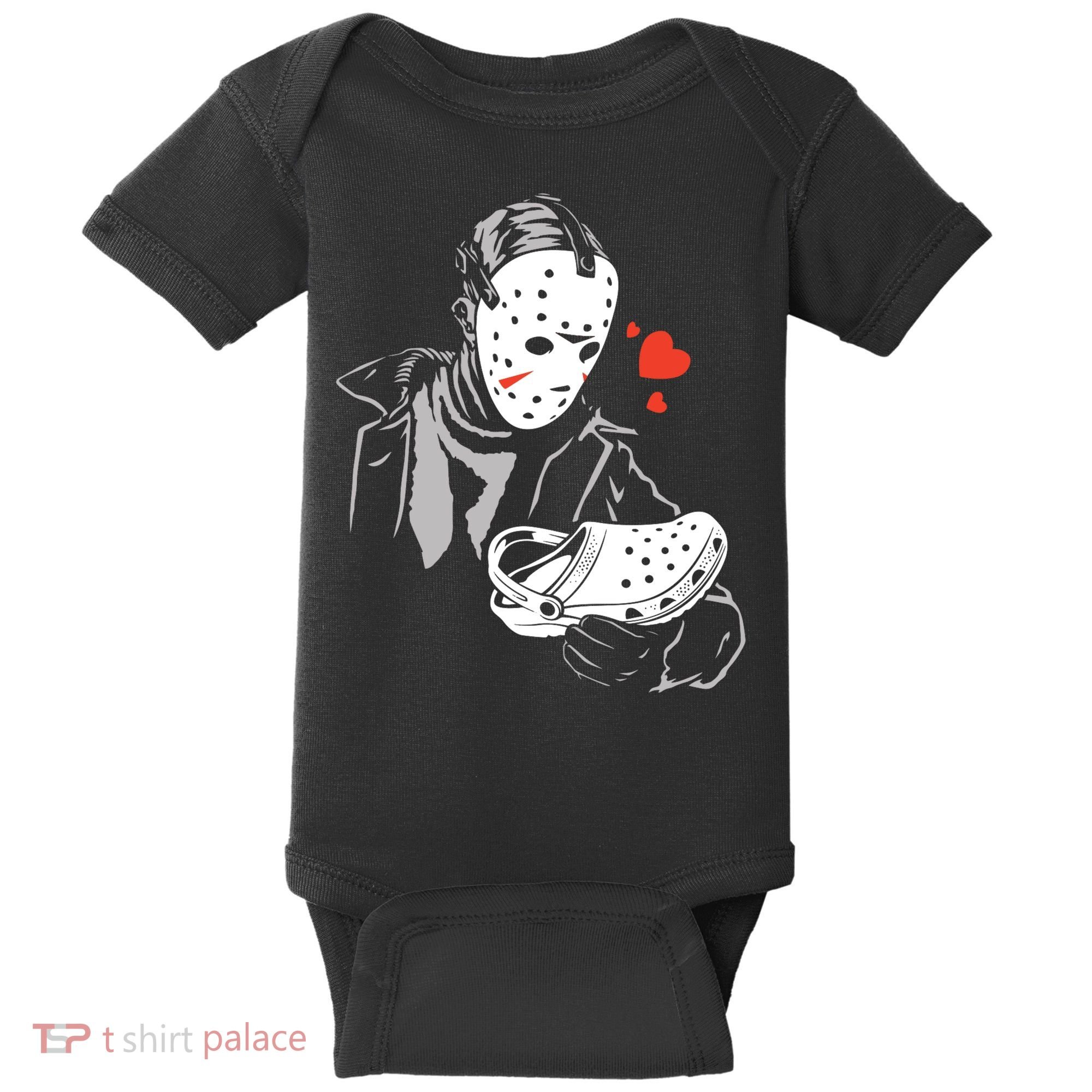 JASON LOVES CROCS FUNNY HALLOWEEN LOVES Baby Bodysuit